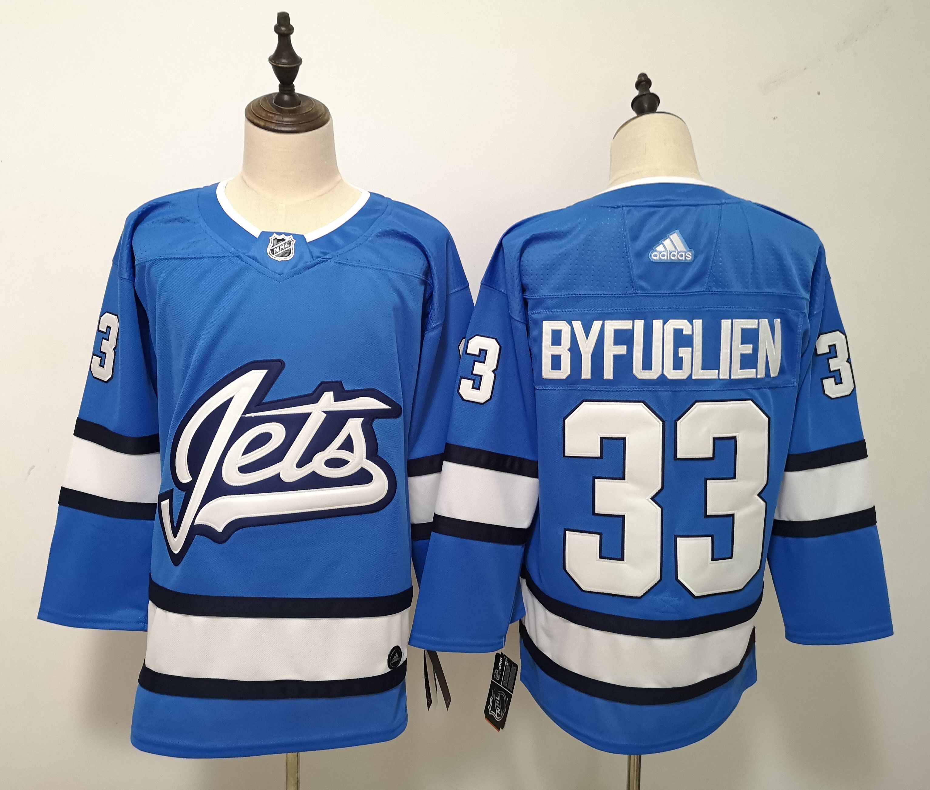 Men Winnipeg Jets #33 Byfuglien Blue Adidas Alternate Authentic Stitched NHL Jersey